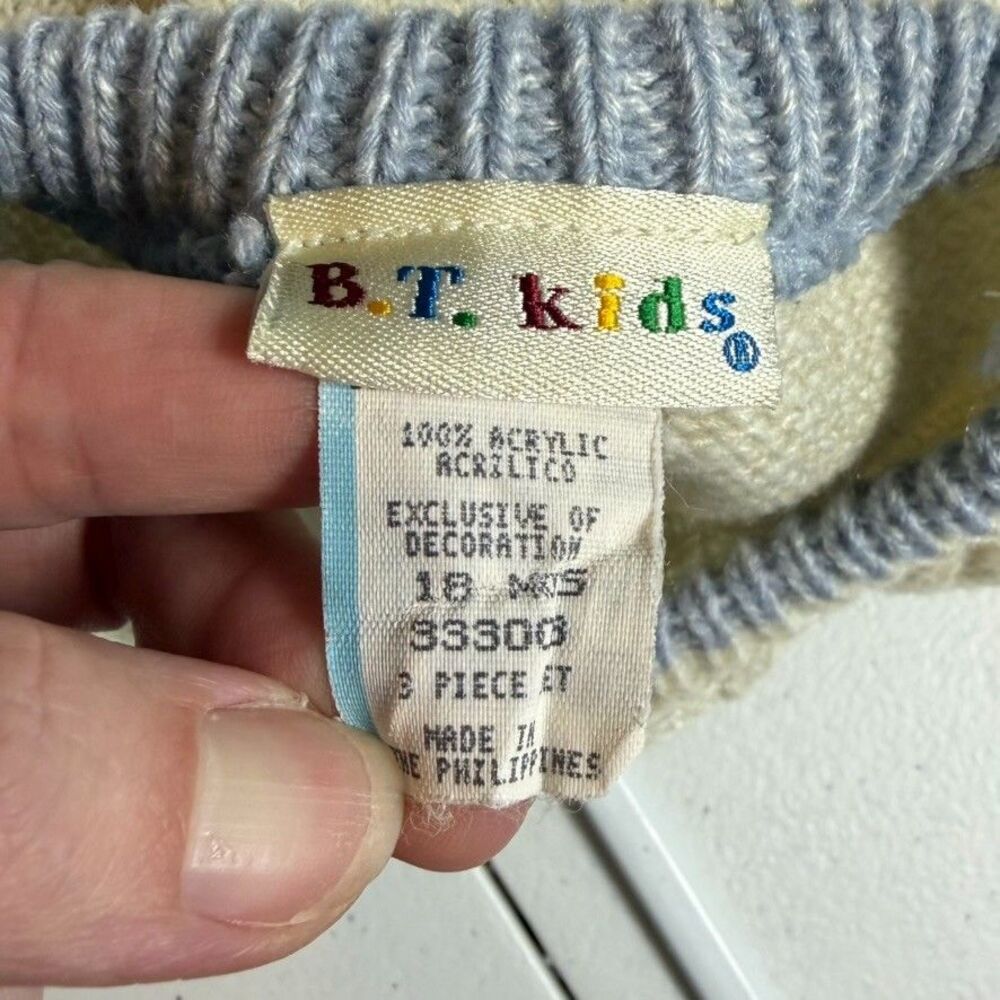B.T. Kids Boys Sweater Cream Blue Size 18 M - Picture 5 of 5